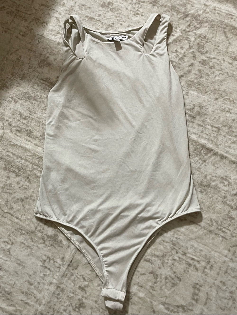 Stretch Cotton-Blend White Tank Bodysuit